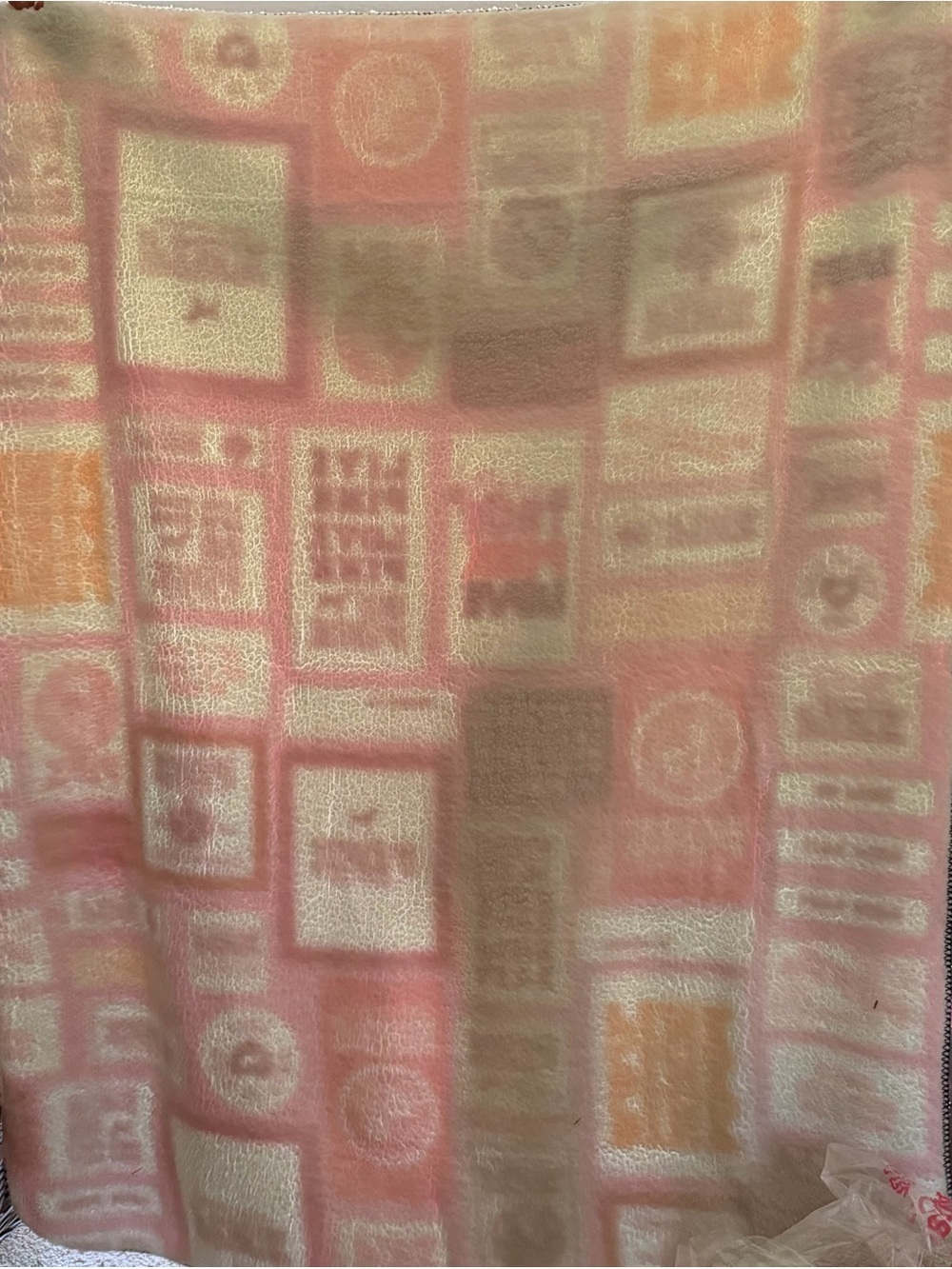 PINK Victoria's Secret Pink & Orange Patchwork Logo Throw - Picture 3 of 3